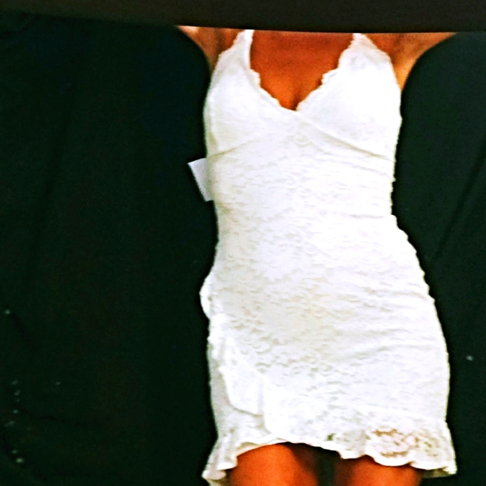 White ruffled mini dress Size small